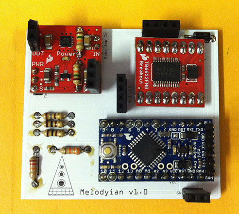 musical, robot, prototype, printed circuit board, PCB, microcontroller, Arduino, Melodyian, electronics, resistors, DIY, 