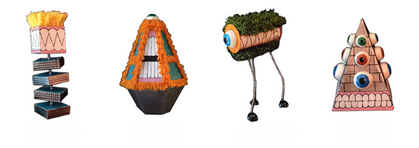 picture of the Musical Melodyians, Daboo, Chutt, Jeemlo, Primid, musical, aliens