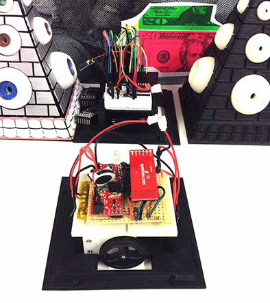 musical, robot, prototype, 3D-printed, plastic, puppet, Melodyian, Arduino, Bluetooth, transceiver, DC motors